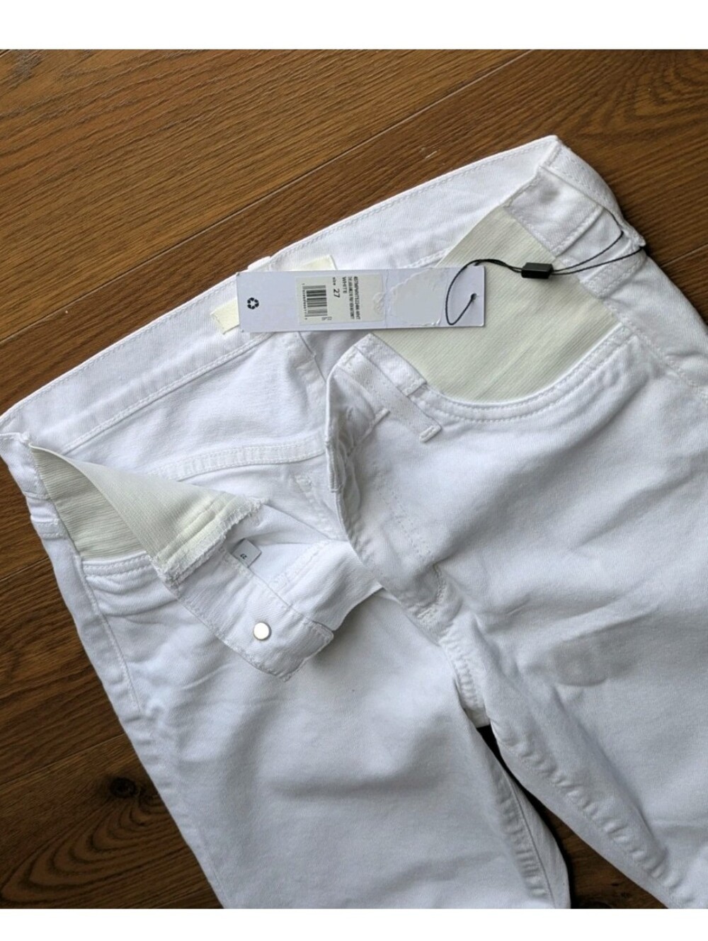 Joe's Jeans The Lara Mid Rise Frayed Ankle Maternity Jeans White 27 NWT *W/FLAW - Picture 6 of 11